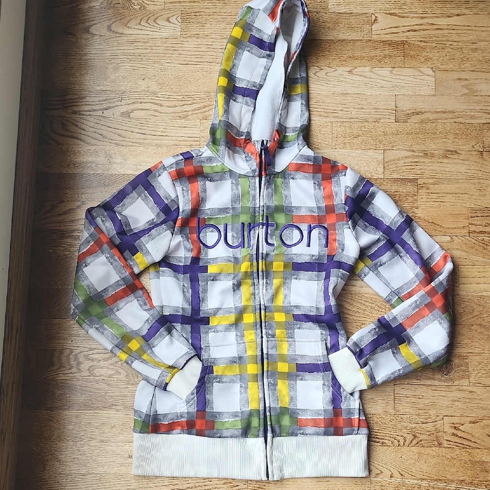 (S) Burton Dry Ride Plaid Zip-Up Hoodie Thick Warm Snowboard Ski Skate Winter